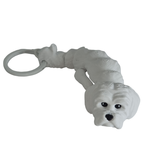 Supportive Solutions 3D Printed Maltese Terrier Flexi Bag Charm Keychain - One Size - New, Handmade