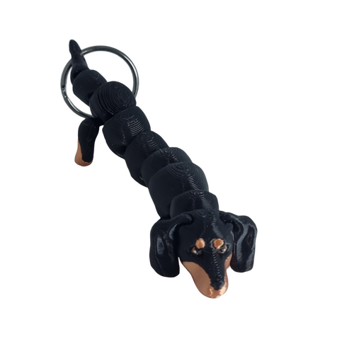 Supportive Solutions 3D Printed Dachshund Flexi Bag Charm Keychain - One Size - New, Handmade