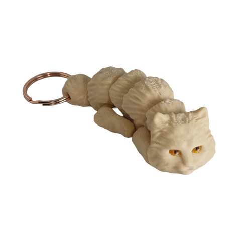 Supportive Solutions 3D Printed Long-haired Manx Flexi Bag Charm Keychain - One Size - New, Handmade