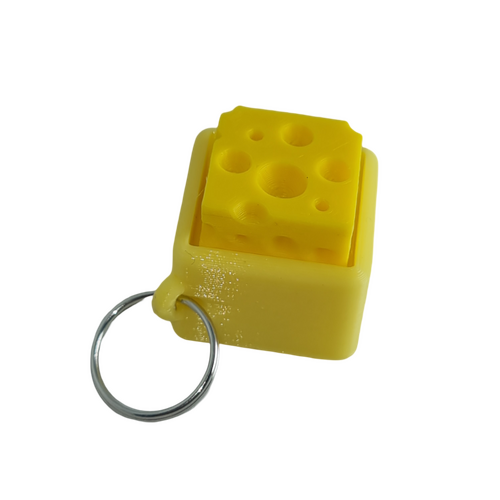 Supportive Solutions 3D Printed Cheese ClicKey Fidget Keychain - One Size - New, Handmade