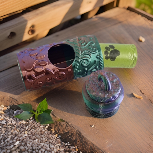 Supportive Solutions 3D Printed Potion Bottle Dog Bag Dispenser - One Size - New, Handmade [Colour:Green/Purple/Copper]