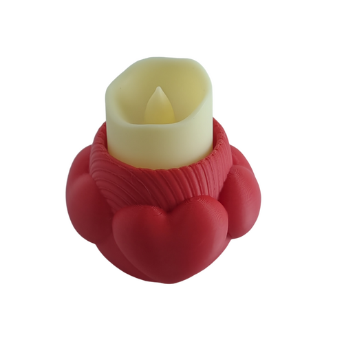 Supportive Solutions 3D Printed Love Hearts Tealight Holder - One Size - New, Handmade [Colour:Matte Red]