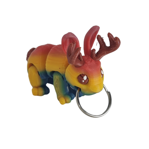 Supportive Solutions 3D Printed Mini Flexi Jackalope Flexi Bag Charm Keychain - One Size - New, Handmade