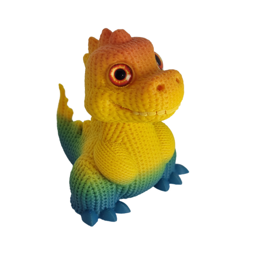 Supportive Solutions 3D Printed Knitted T-Rex Figurine - One Size - New, Handmade [Colour:Rainbow]