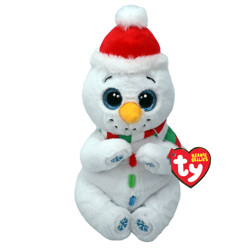 TY Beanie Bellies Brrrnard White Snowman 8" Beanie Baby - New, With Tags